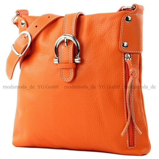 modamoda de -T04 - ital Umhängetasche Schultertasche aus Leder