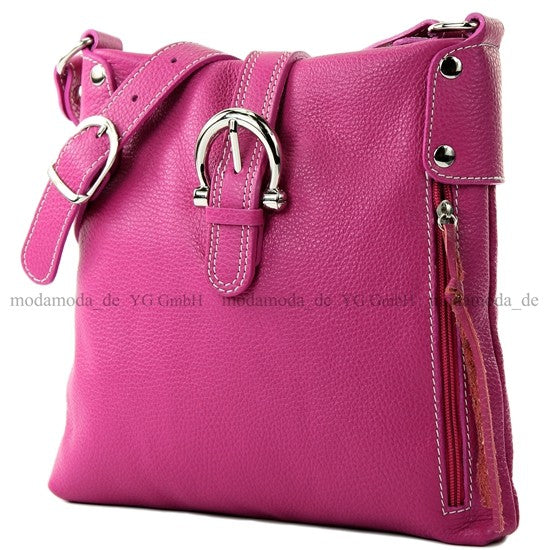 modamoda de -T04 - ital Umhängetasche Schultertasche aus Leder