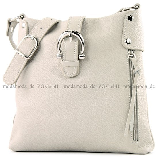 modamoda de -T04 - ital Umhängetasche Schultertasche aus Leder