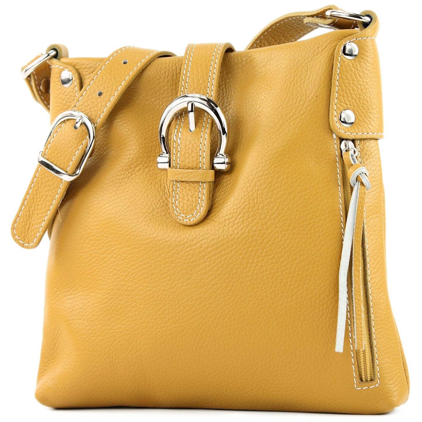 modamoda de -T04 - ital Umhängetasche Schultertasche aus Leder