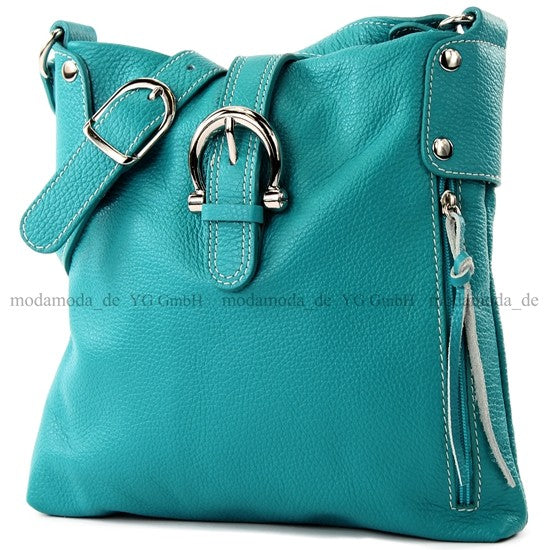 modamoda de -T04 - ital Umhängetasche Schultertasche aus Leder