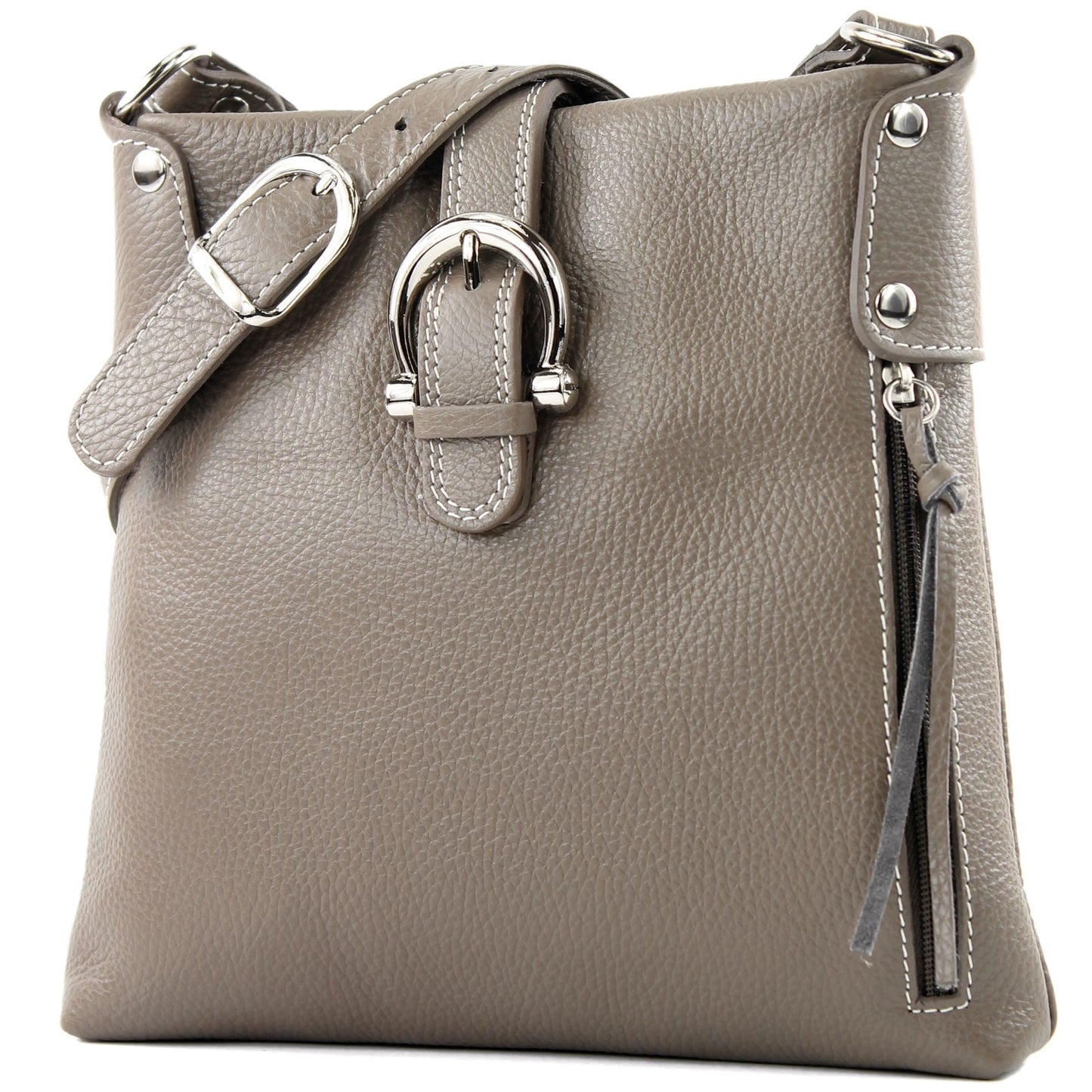 modamoda de -T04 - ital Umhängetasche Schultertasche aus Leder