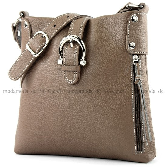 modamoda de -T04 - ital Umhängetasche Schultertasche aus Leder