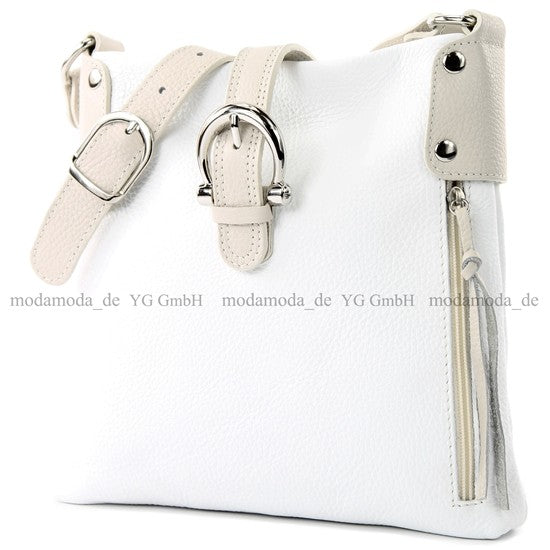 modamoda de -T04 - ital Umhängetasche Schultertasche aus Leder