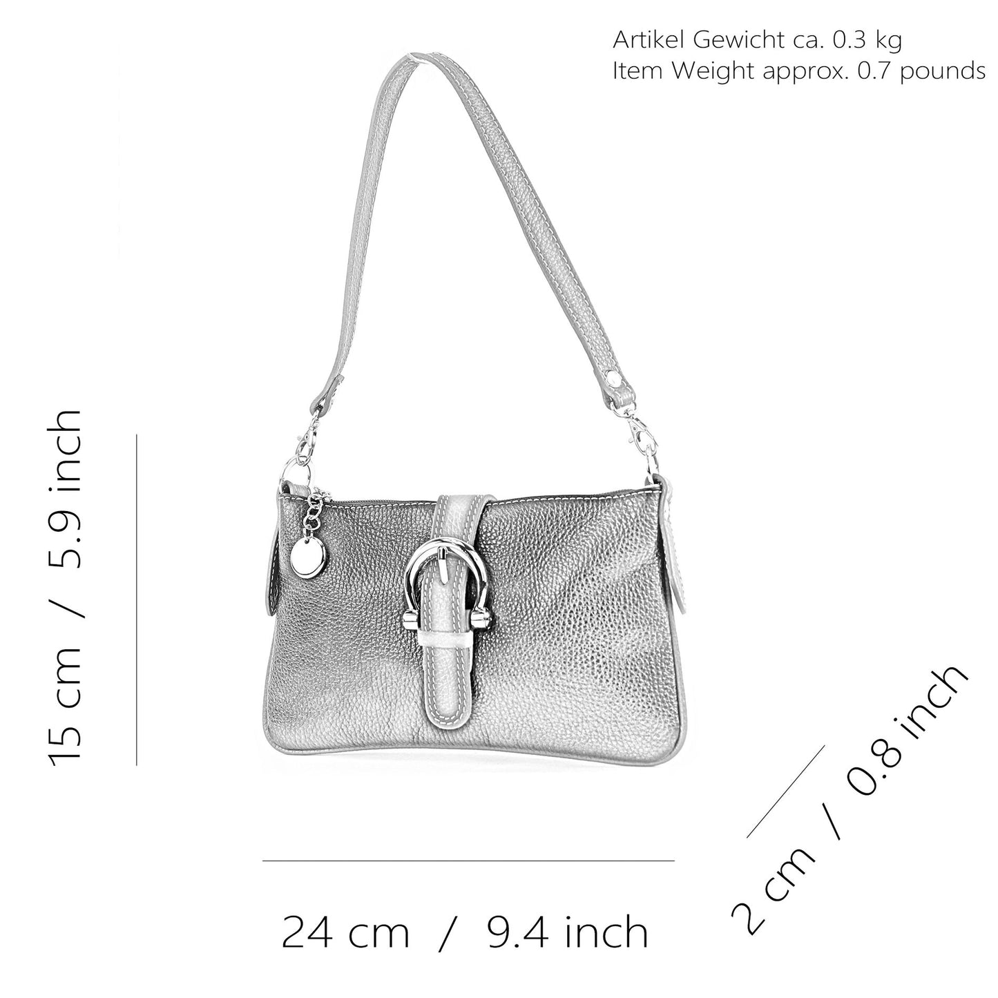 modamoda de - T05 - ital Citytasche Umhängetasche Klein aus Leder