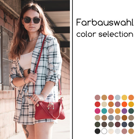 modamoda de - T05 - ital Citytasche Umhängetasche Klein aus Leder