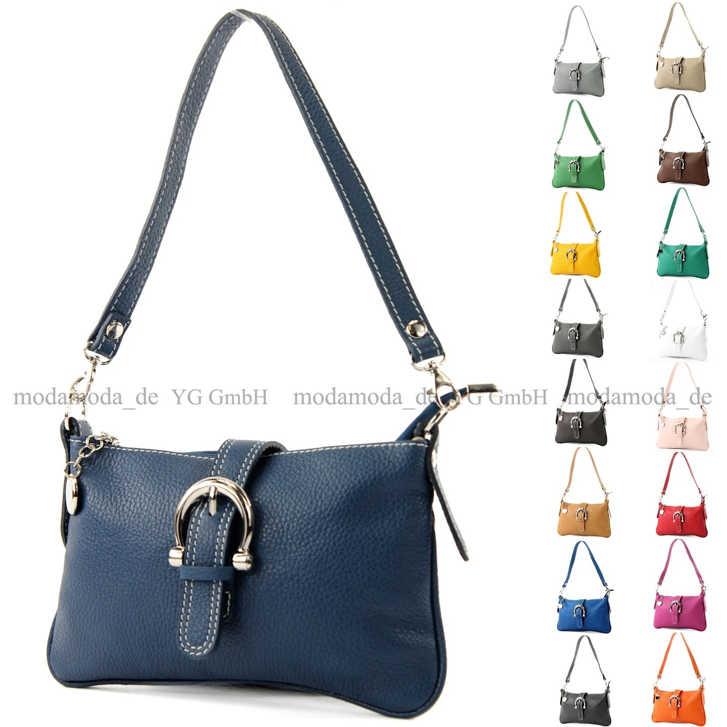 modamoda de - T05 - ital Citytasche Umhängetasche Klein aus Leder