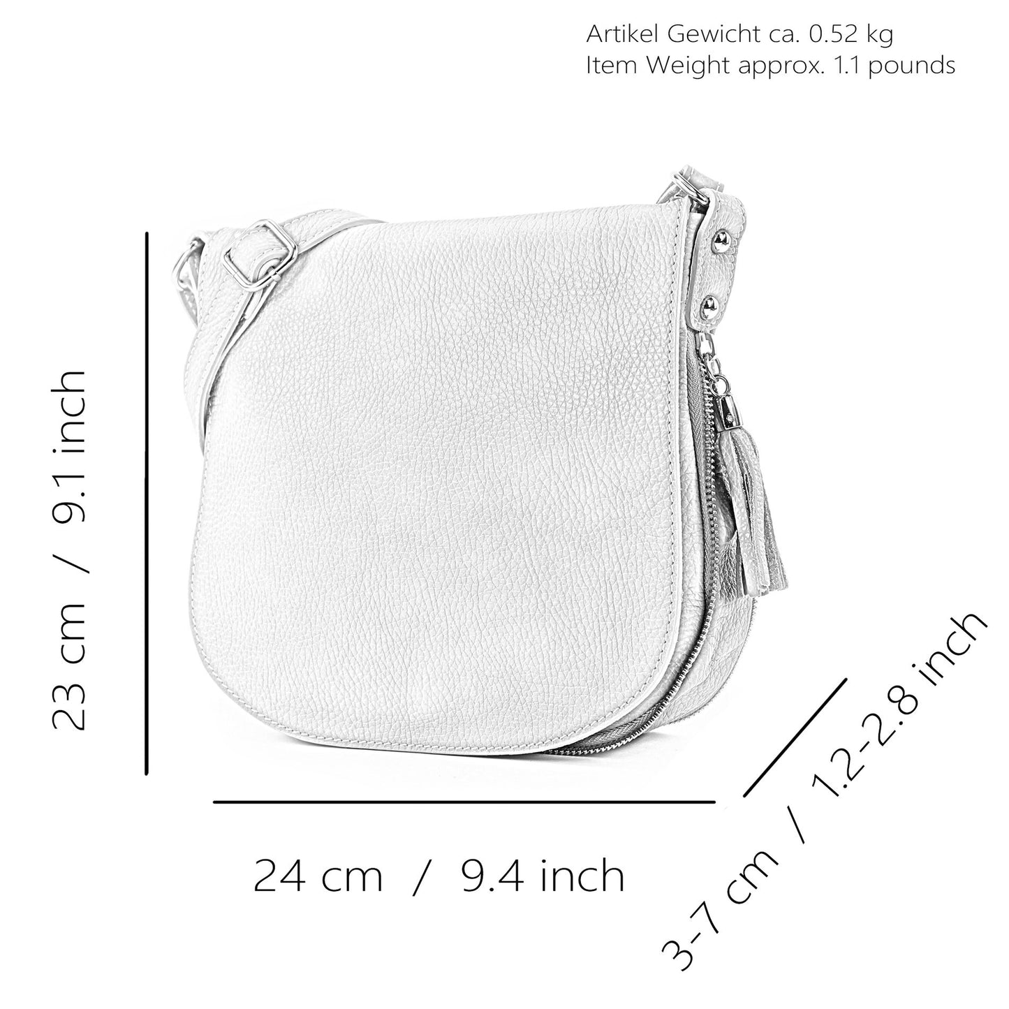 modamoda de - T06 - ital Messenger Umhängetasche aus Leder