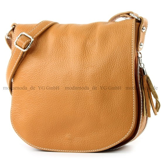 modamoda de - T06 - ital Messenger Umhängetasche aus Leder