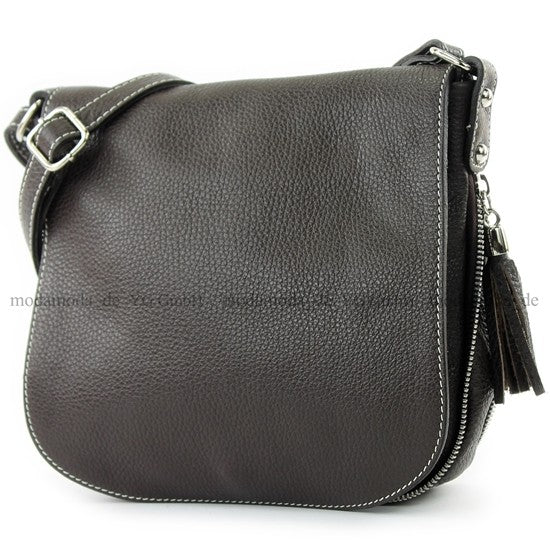 modamoda de - T06 - ital Messenger Umhängetasche aus Leder