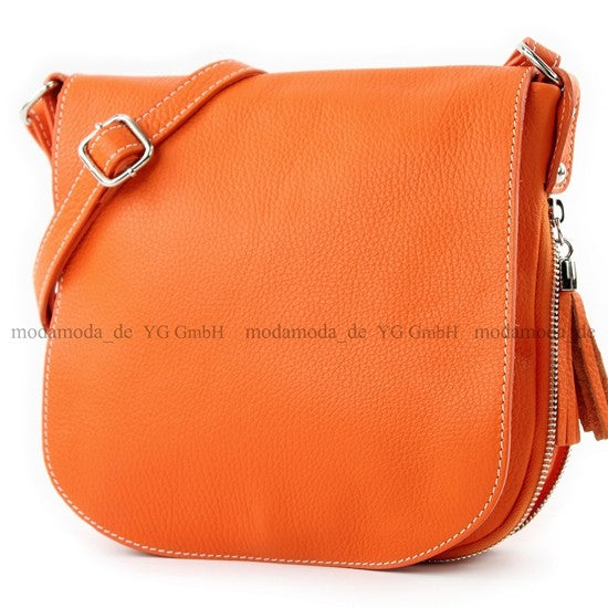 modamoda de - T06 - ital Messenger Umhängetasche aus Leder