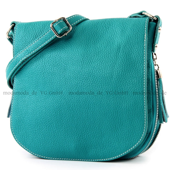 modamoda de - T06 - ital Messenger Umhängetasche aus Leder
