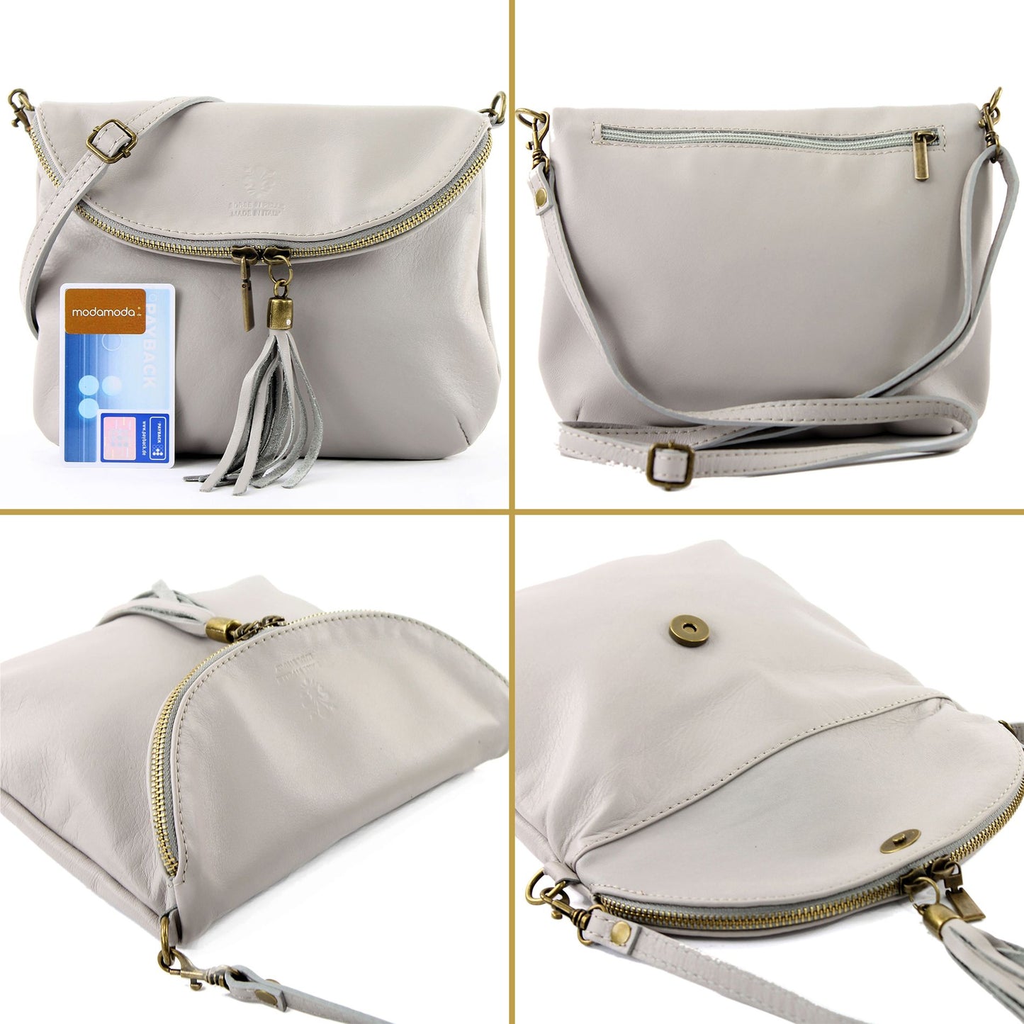 modamoda de - T07 - ital. Umhänge Clutch Klein Nappaleder