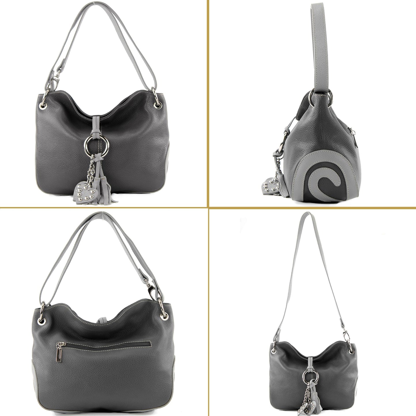 modamoda de - T10 - ital. Leder Schultertasche Umhängetasche