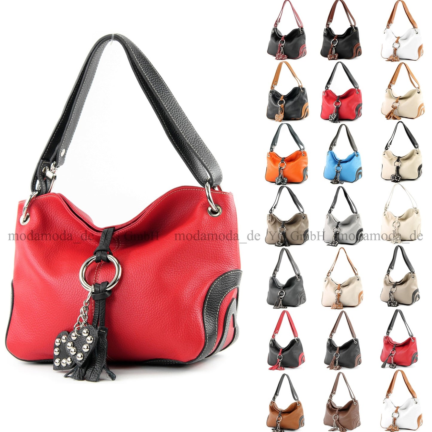 modamoda de - T10 - ital. Leder Schultertasche Umhängetasche