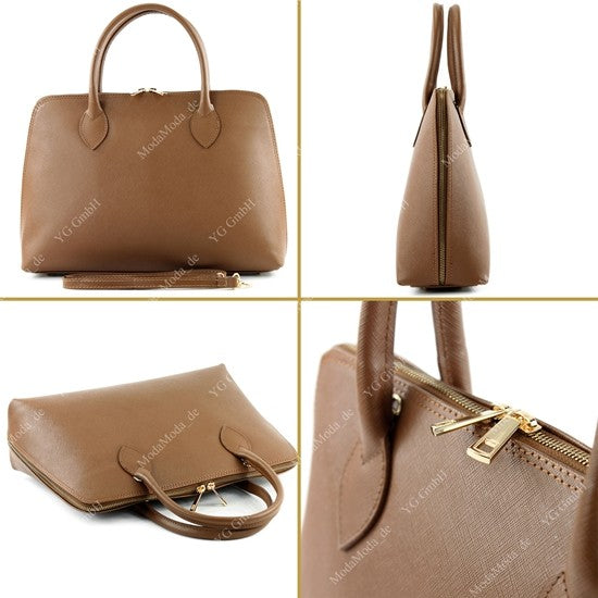 modamoda de - T102 - ital Henkeltasche DIN A4 aus Echtleder