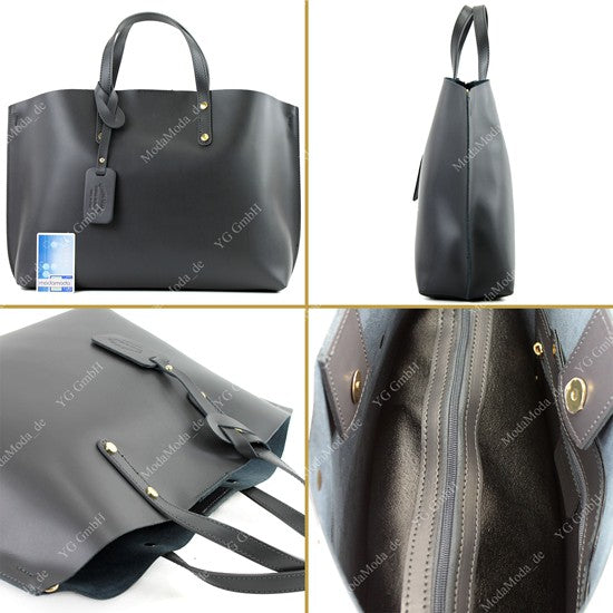 modamoda de - T104 - ital Damentasche DIN A4 Shopper Leder