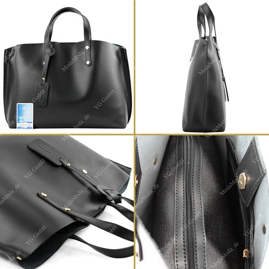 modamoda de - T104 - ital Damentasche DIN A4 Shopper Leder