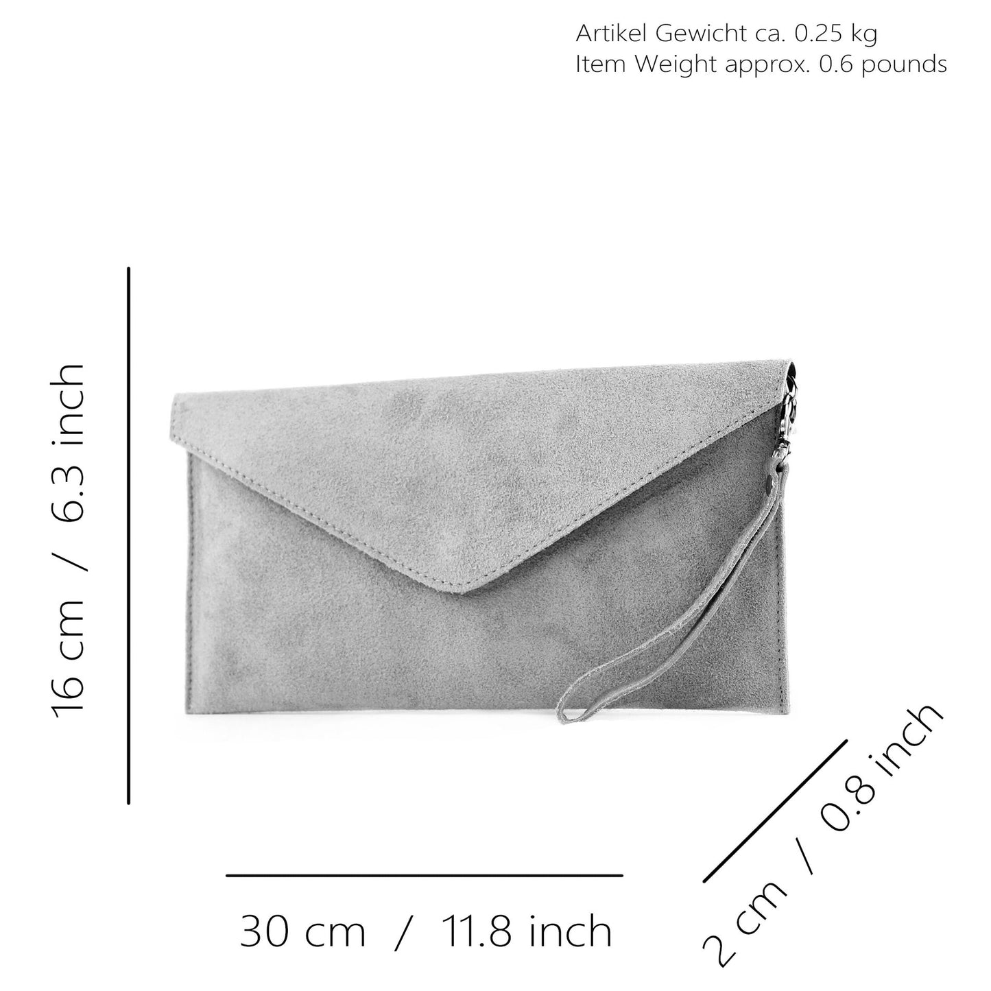 modamoda de - T106 - ital Clutch Abendtasche aus Wildleder
