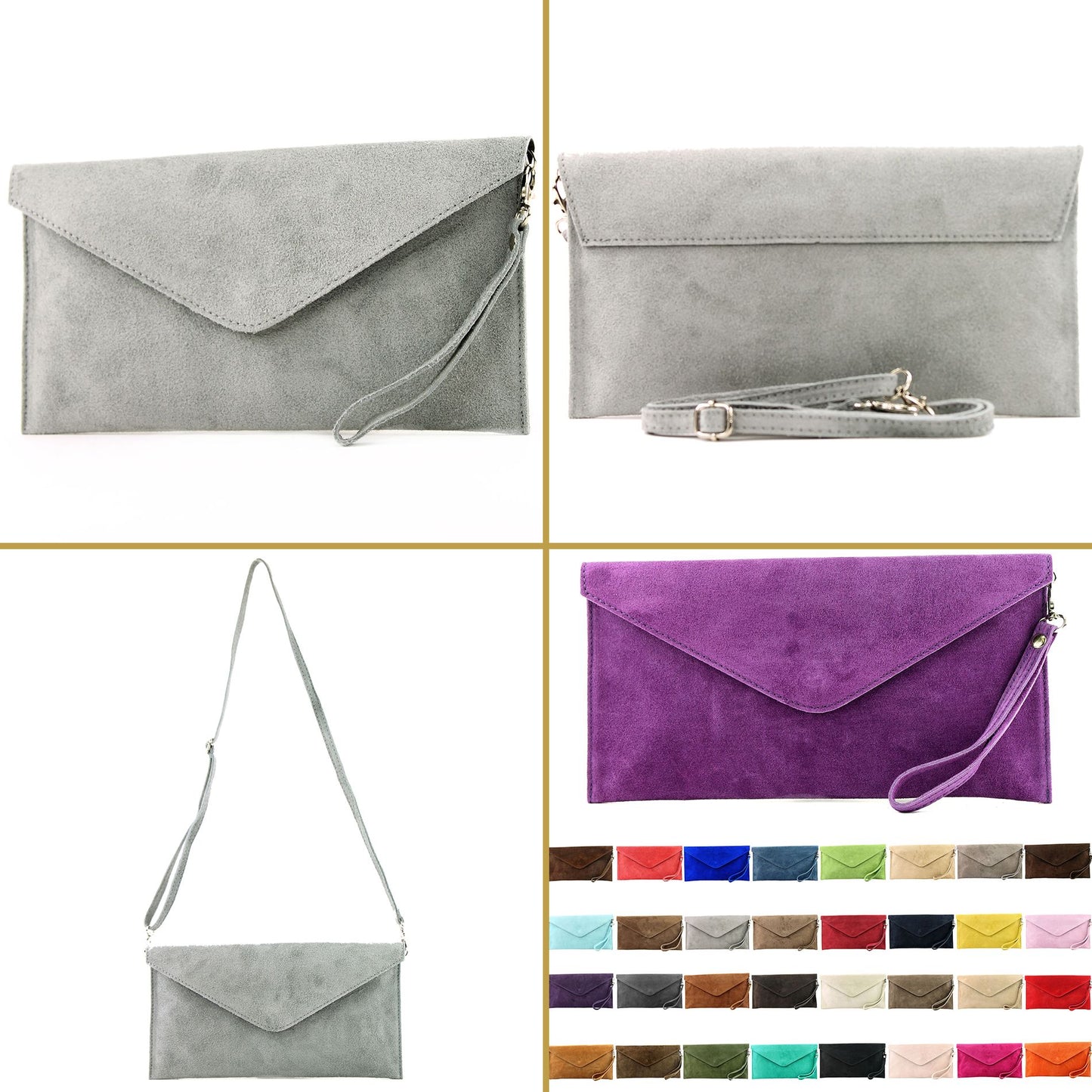 modamoda de - T106 - ital Clutch Abendtasche aus Wildleder
