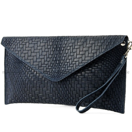 modamoda de - T106F - ital Clutch aus Leder mit Flechtmuster