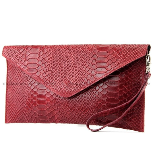 modamoda de - T106S - ital Clutch aus Leder in Schlangenoptik