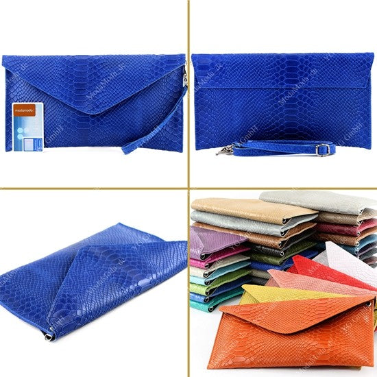 modamoda de - T106S - ital Clutch aus Leder in Schlangenoptik