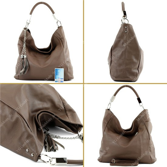 modamoda de - T108 - ital. Schultertasche aus Leder DIN A4