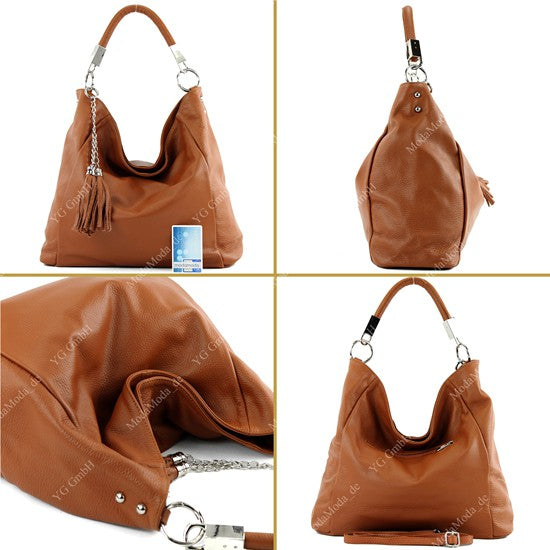 modamoda de - T108 - ital. Schultertasche aus Leder DIN A4