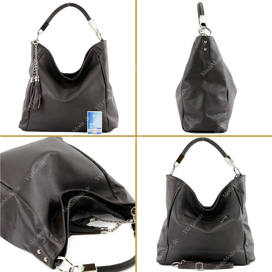 modamoda de - T108 - ital. Schultertasche aus Leder DIN A4