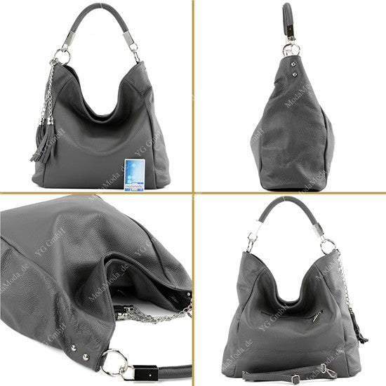 modamoda de - T108 - ital. Schultertasche aus Leder DIN A4