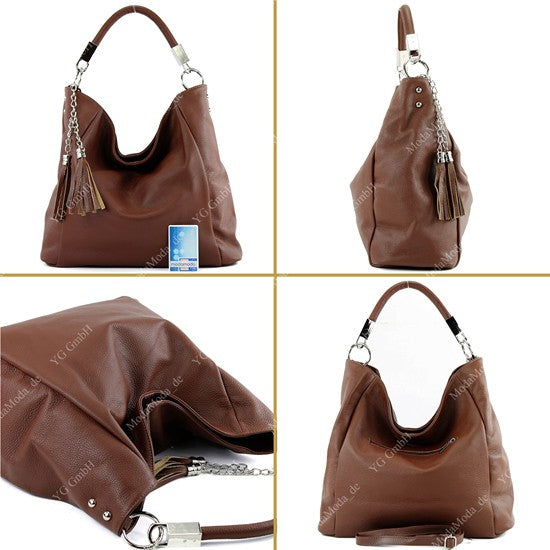 modamoda de - T108 - ital. Schultertasche aus Leder DIN A4