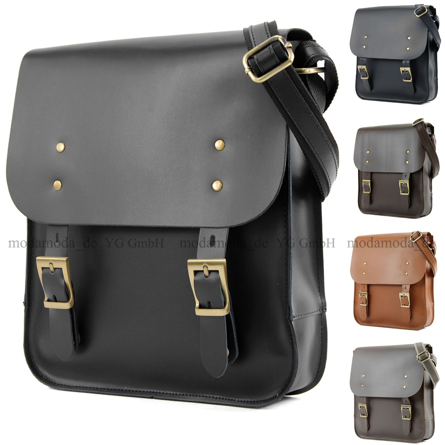modamoda de - T109 - ital Umhängetasche aus Leder Unisex