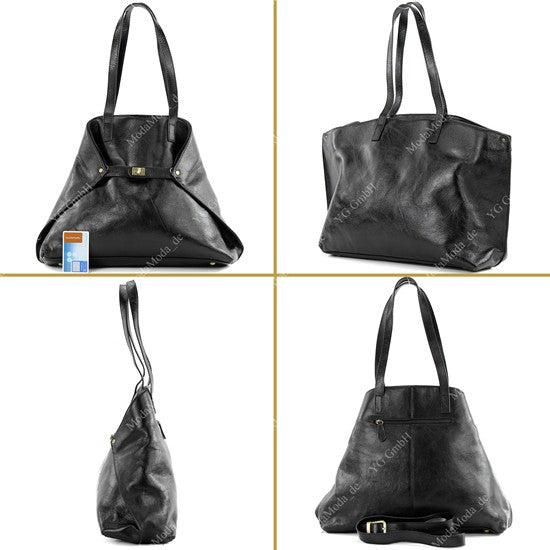 modamoda de -T115 - ital Handtasche Schultertasche aus Leder