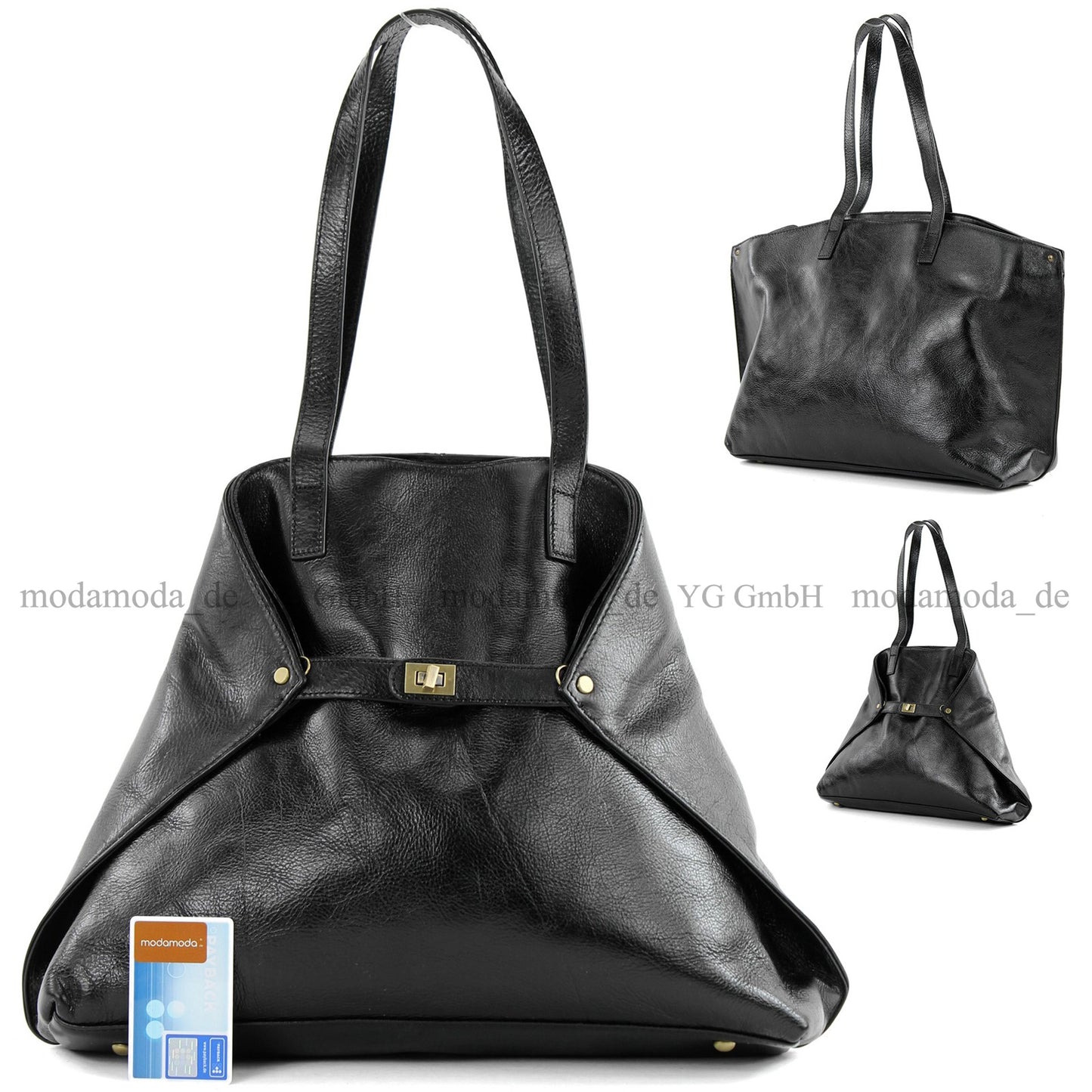 modamoda de -T115 - ital Handtasche Schultertasche aus Leder