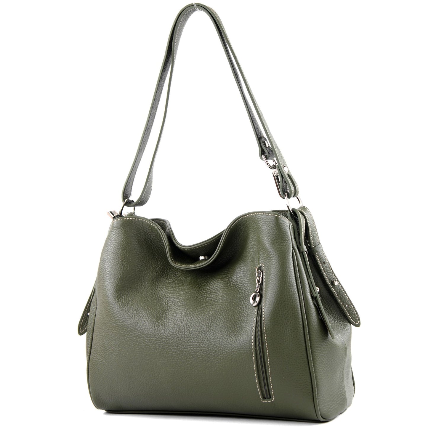 modamoda de T119 / T220 Damen Leder Schultertasche Umhängetasche 2 Größen handmade in Italy