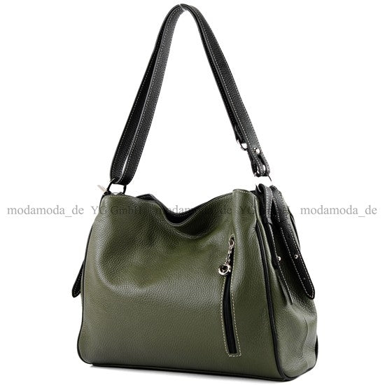 modamoda de T119 / T220 Damen Leder Schultertasche Umhängetasche 2 Größen handmade in Italy