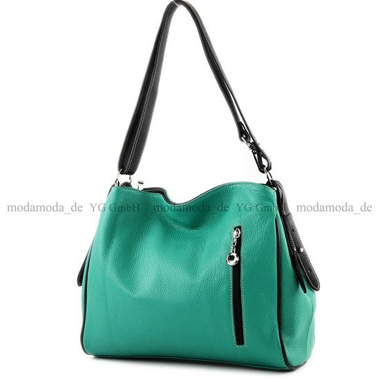 modamoda de T119 / T220 Damen Leder Schultertasche Umhängetasche 2 Größen handmade in Italy