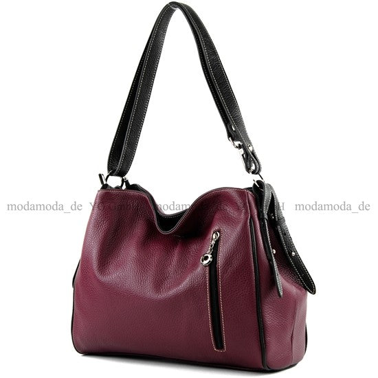 modamoda de T119 / T220 Damen Leder Schultertasche Umhängetasche 2 Größen handmade in Italy