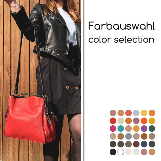 modamoda de T119 / T220 Damen Leder Schultertasche Umhängetasche 2 Größen handmade in Italy