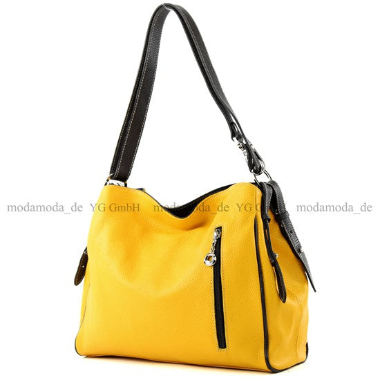 modamoda de T119 / T220 Damen Leder Schultertasche Umhängetasche 2 Größen handmade in Italy