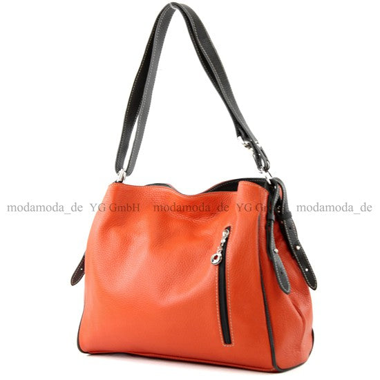 modamoda de T119 / T220 Damen Leder Schultertasche Umhängetasche 2 Größen handmade in Italy