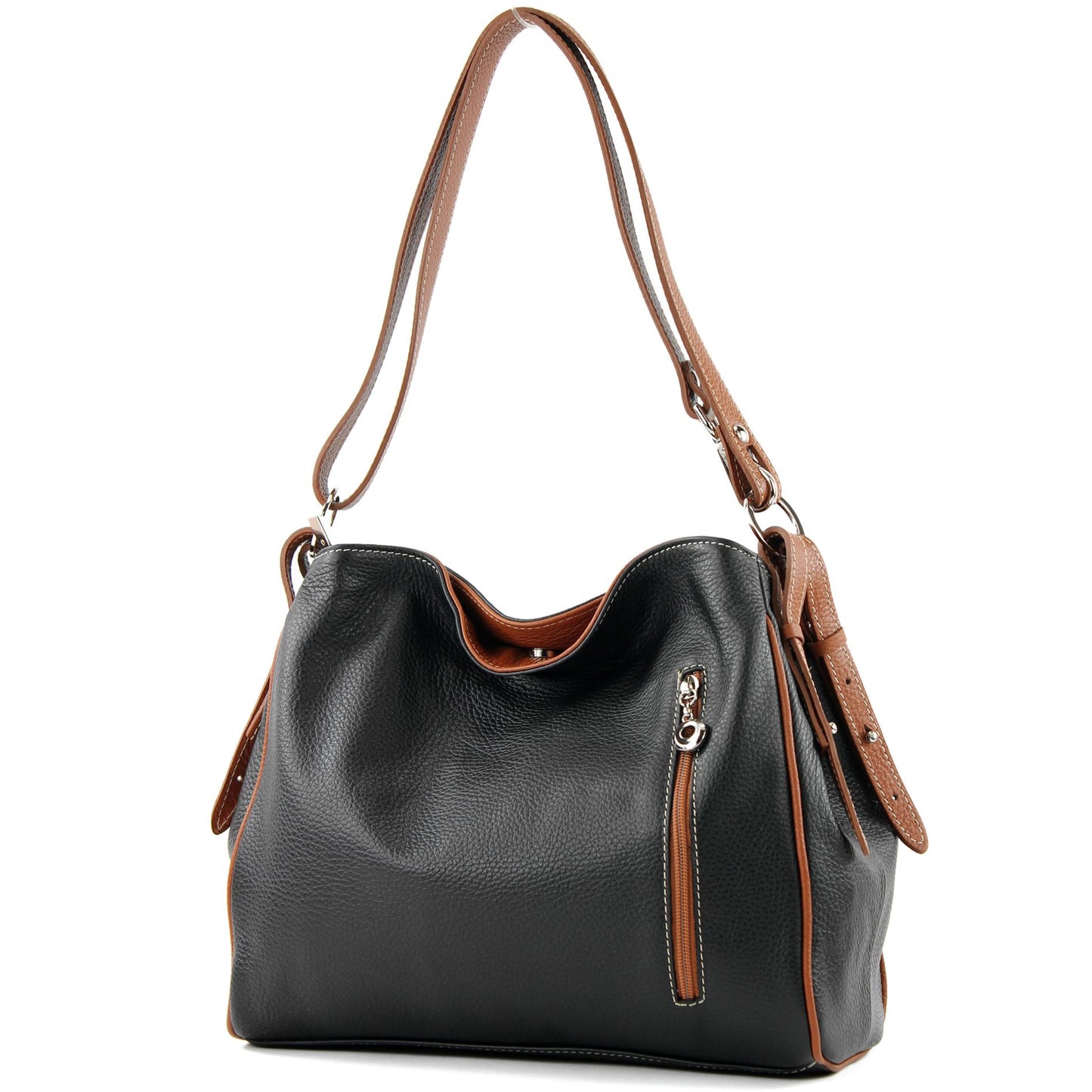 modamoda de T119 / T220 Damen Leder Schultertasche Umhängetasche 2 Größen handmade in Italy
