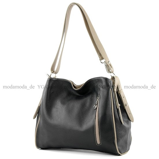 modamoda de T119 / T220 Damen Leder Schultertasche Umhängetasche 2 Größen handmade in Italy