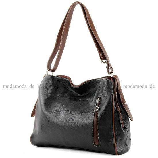 modamoda de T119 / T220 Damen Leder Schultertasche Umhängetasche 2 Größen handmade in Italy