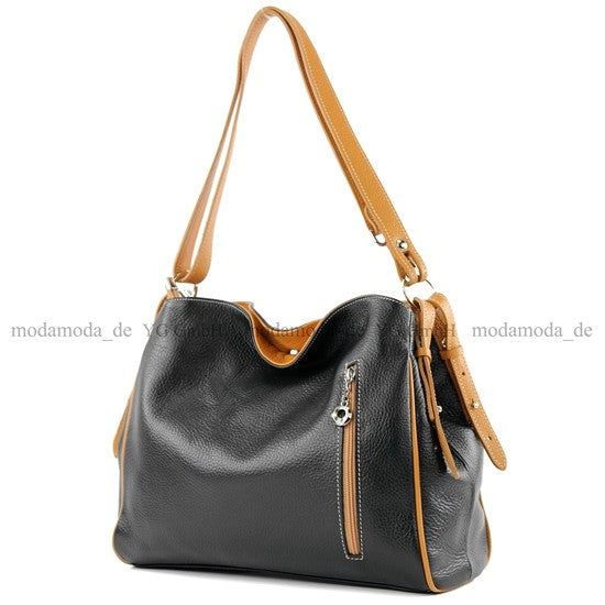 modamoda de T119 / T220 Damen Leder Schultertasche Umhängetasche 2 Größen handmade in Italy