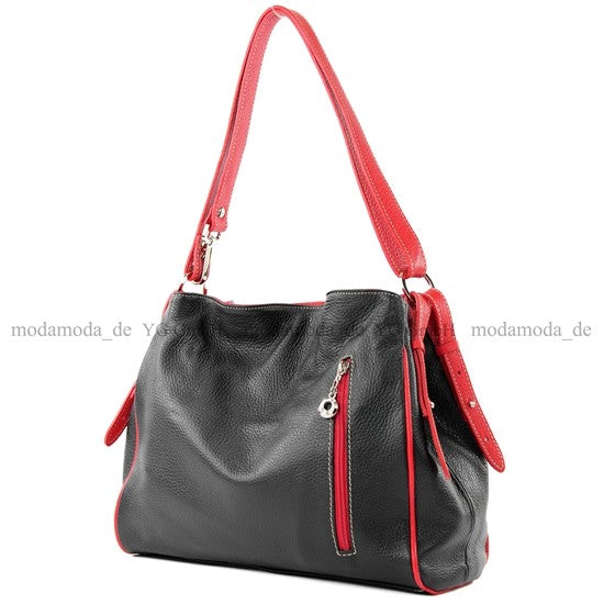 modamoda de T119 / T220 Damen Leder Schultertasche Umhängetasche 2 Größen handmade in Italy