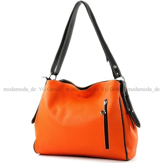 modamoda de T119 / T220 Damen Leder Schultertasche Umhängetasche 2 Größen handmade in Italy