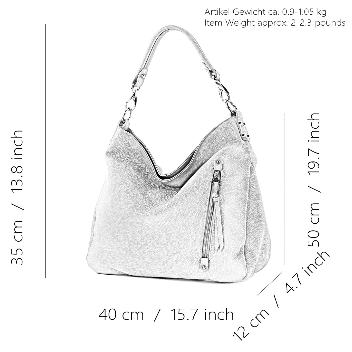 modamoda de - T121 - ital Shopper aus Leder/Nappaleder Groß