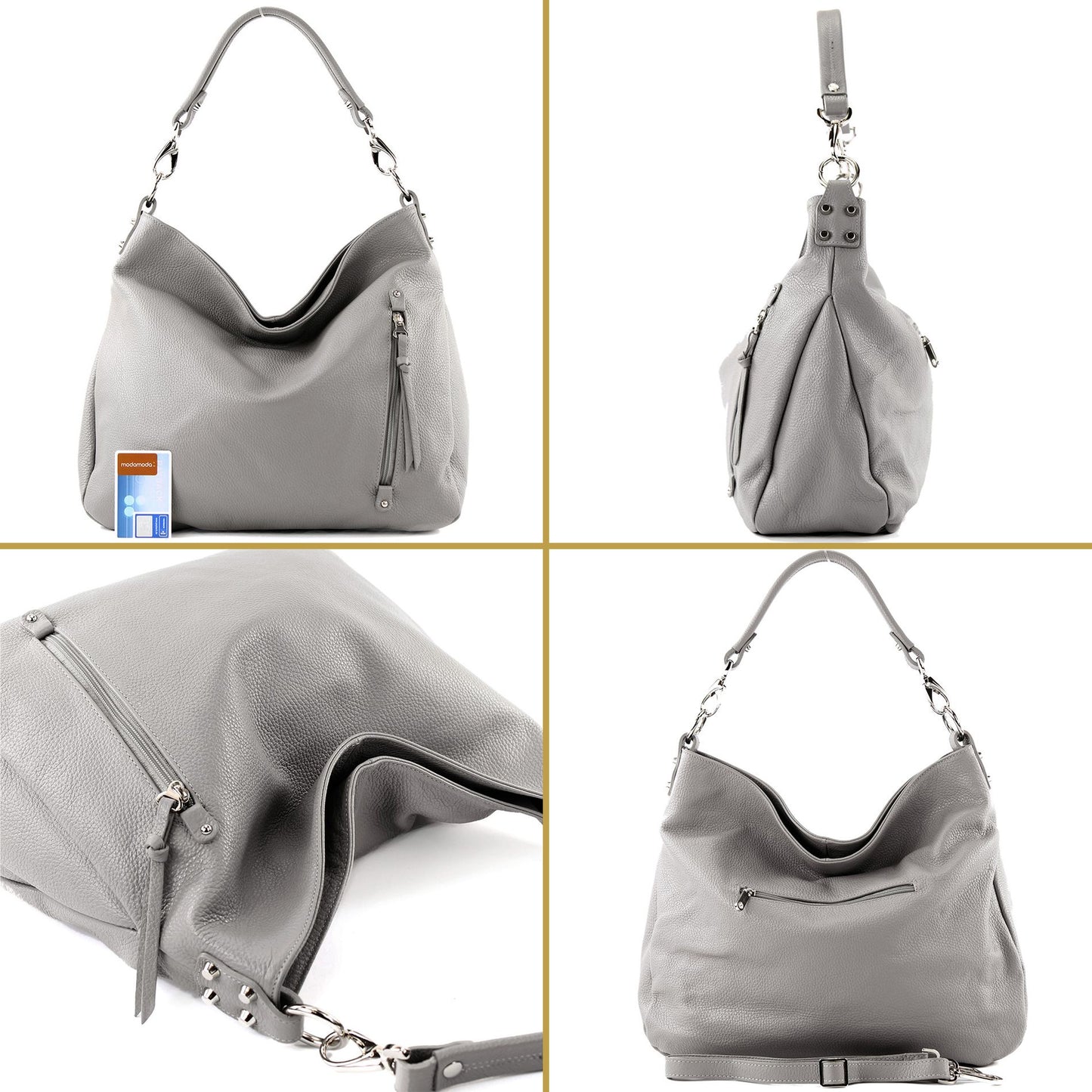 modamoda de - T121 - ital Shopper aus Leder/Nappaleder Groß
